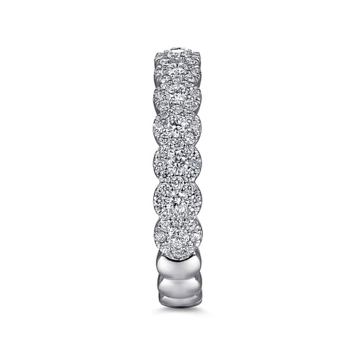 14K White Gold Round Pavé Diamond Band