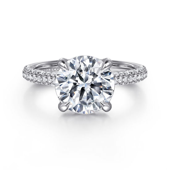 Gabriel - 14K White Gold Round Pavé Diamond Engagement Ring
