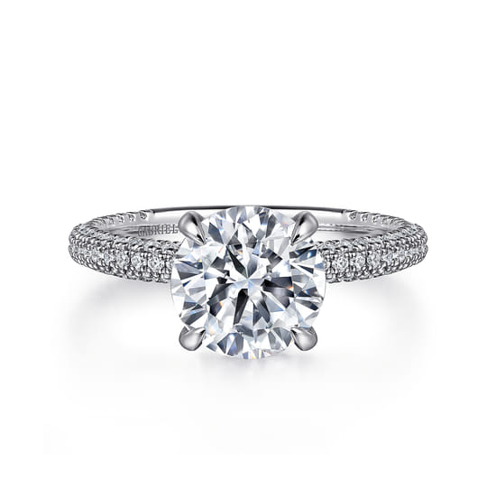 Gabriel - 14K White Gold Round Pavé Diamond Engagement Ring Gabriel - 14K White Gold Round Pavé Diamond Engagement Ring