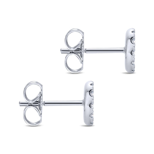 14K White Gold Round Pavé Diamond Stud Earrings