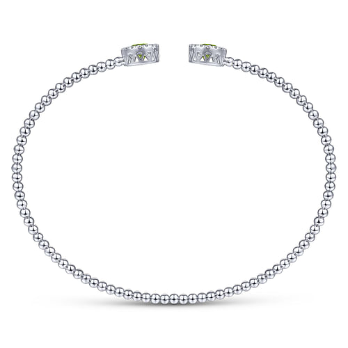 14K White Gold Round Peridot and Diamond Halo Bujukan Bangle
