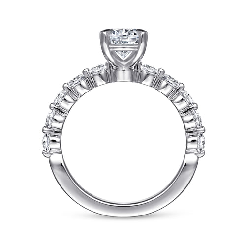 14K White Gold Round Single Prong Diamond Engagement Ring