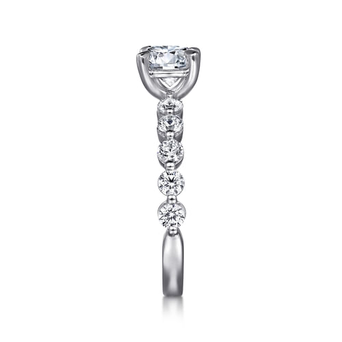 14K White Gold Round Single Prong Diamond Engagement Ring