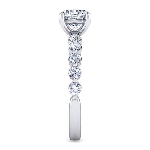 14K White Gold Round Single Prong Diamond Engagement Ring
