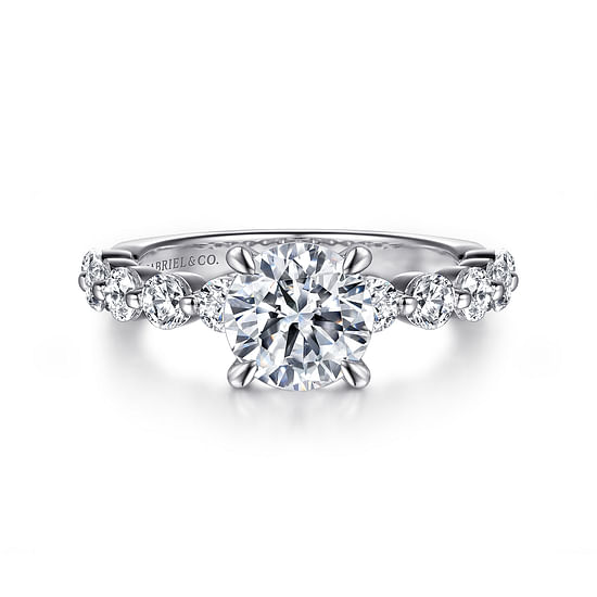 Gabriel - 14K White Gold Round Single Prong Diamond Engagement Ring
