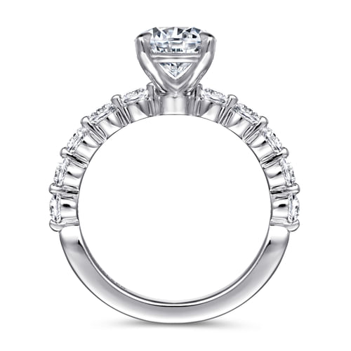 14K White Gold Round Single Prong Diamond Engagement Ring