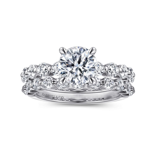 14K White Gold Round Single Prong Diamond Engagement Ring