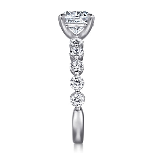 14K White Gold Round Single Prong Diamond Engagement Ring