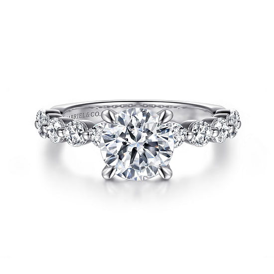 Gabriel - 14K White Gold Round Single Prong Diamond Engagement Ring