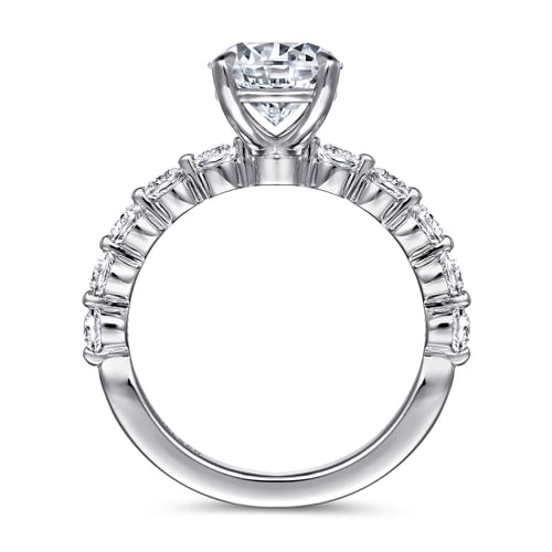 14K White Gold Round Single Prong Diamond Engagement Ring