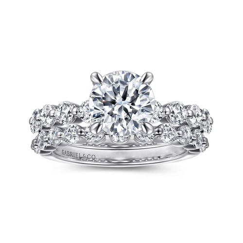 14K White Gold Round Single Prong Diamond Engagement Ring