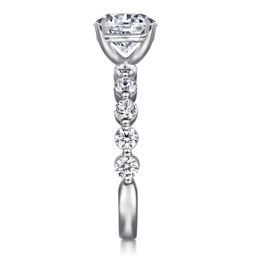 14K White Gold Round Single Prong Diamond Engagement Ring