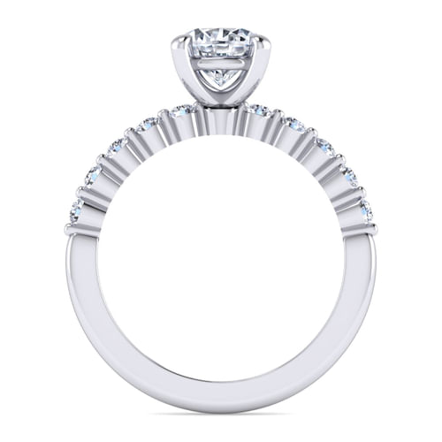 14K White Gold Round Single Prong Diamond Engagement Ring