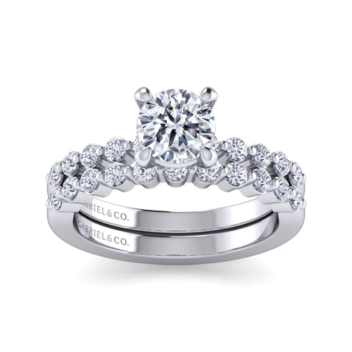 14K White Gold Round Single Prong Diamond Engagement Ring