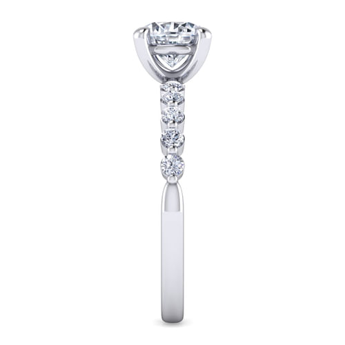 14K White Gold Round Single Prong Diamond Engagement Ring