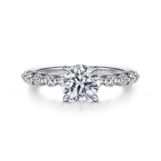 Gabriel - 14K White Gold Round Single Prong Diamond Engagement Ring