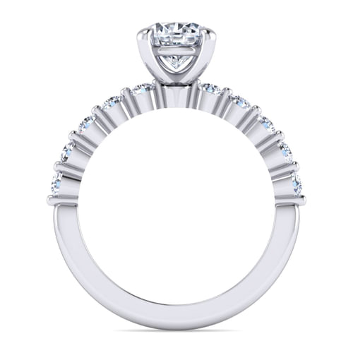 14K White Gold Round Single Prong Diamond Engagement Ring