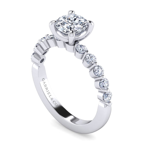 14K White Gold Round Single Prong Diamond Engagement Ring