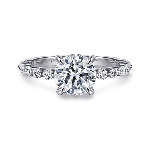 14K White Gold Round Single Prong Diamond Engagement Ring