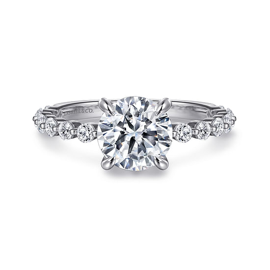 Gabriel - 14K White Gold Round Single Prong Diamond Engagement Ring