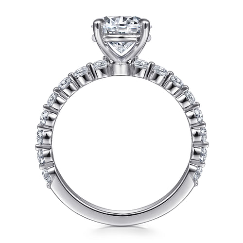14K White Gold Round Single Prong Diamond Engagement Ring