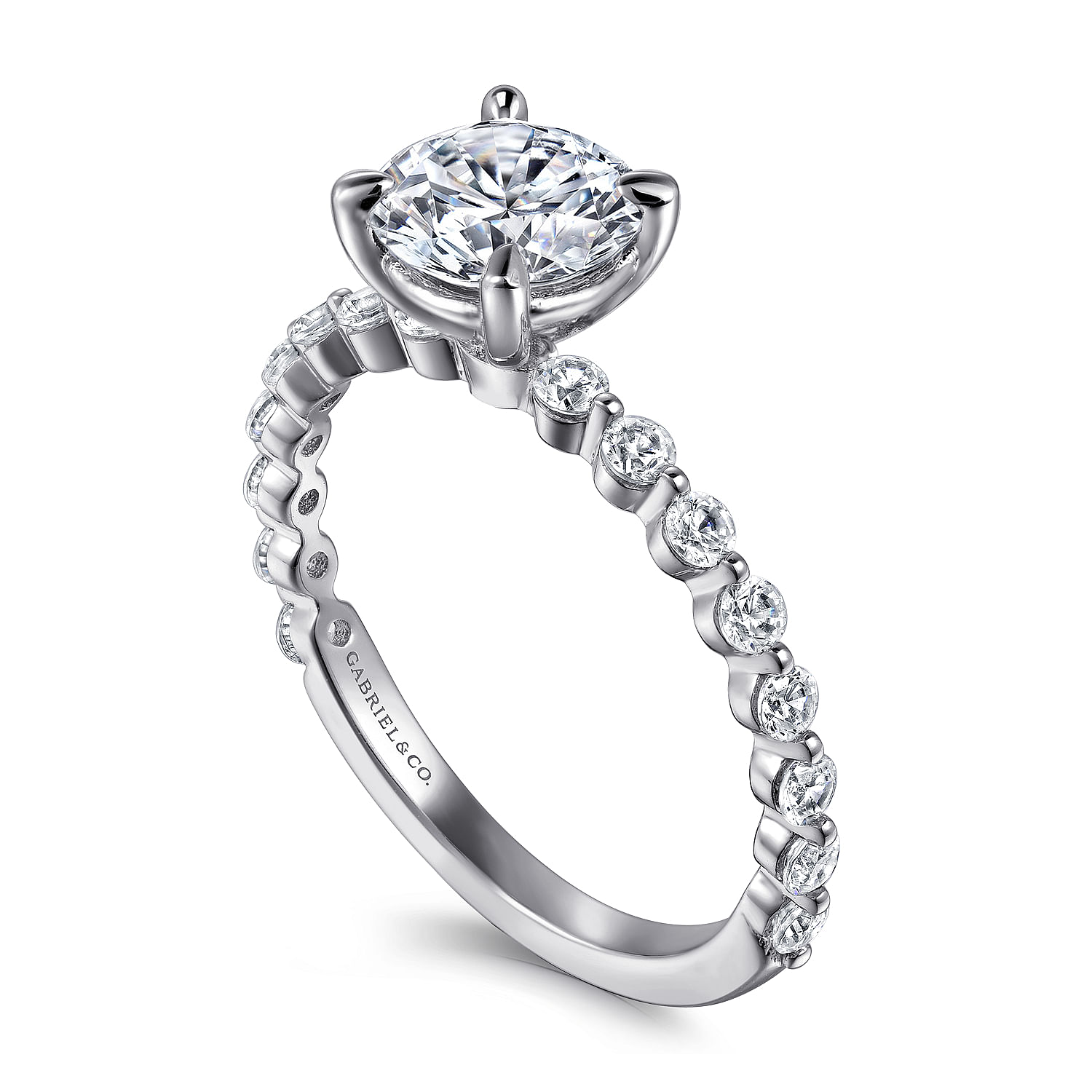 14K White Gold Round Single Prong Diamond Engagement Ring