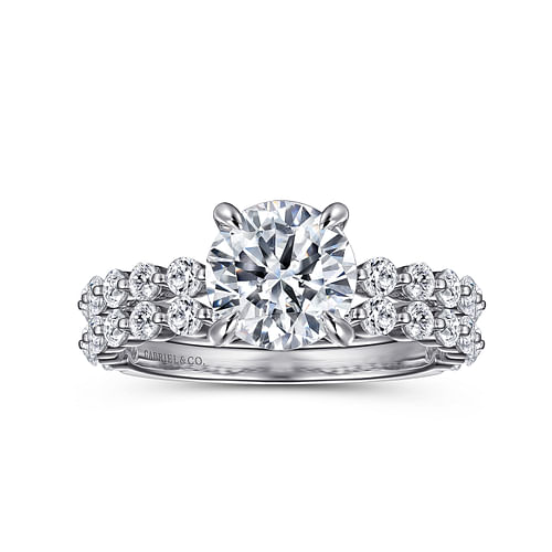14K White Gold Round Single Prong Diamond Engagement Ring