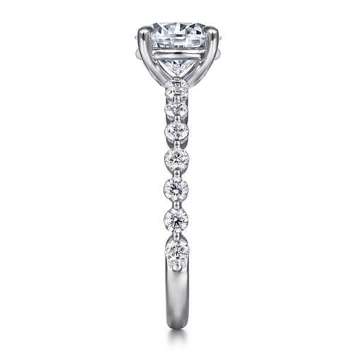 14K White Gold Round Single Prong Diamond Engagement Ring