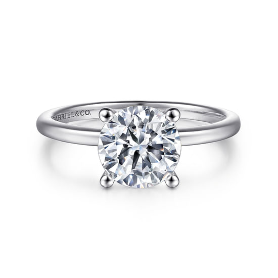 Gabriel - 14K White Gold Round Solitaire Diamond Engagement Ring