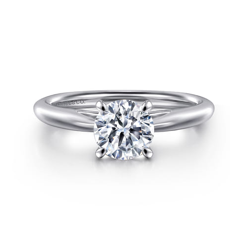14K White Gold Round Solitaire Diamond Engagement Ring