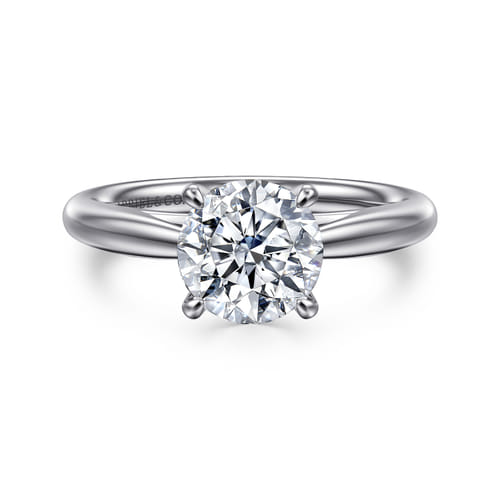 14K White Gold Round Solitaire Diamond Engagement Ring