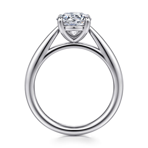 14K White Gold Round Solitaire Diamond Engagement Ring