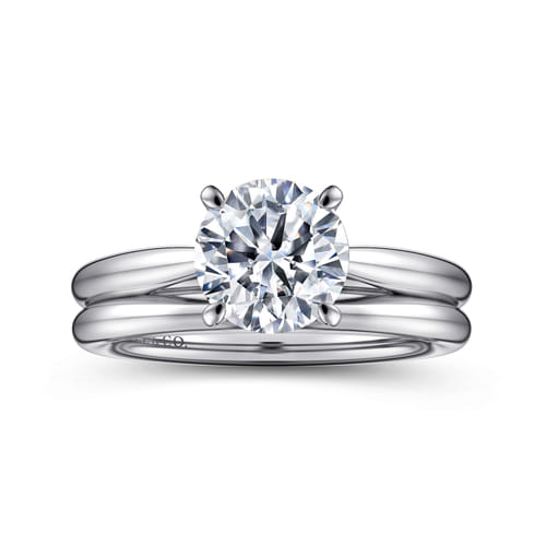 14K White Gold Round Solitaire Diamond Engagement Ring