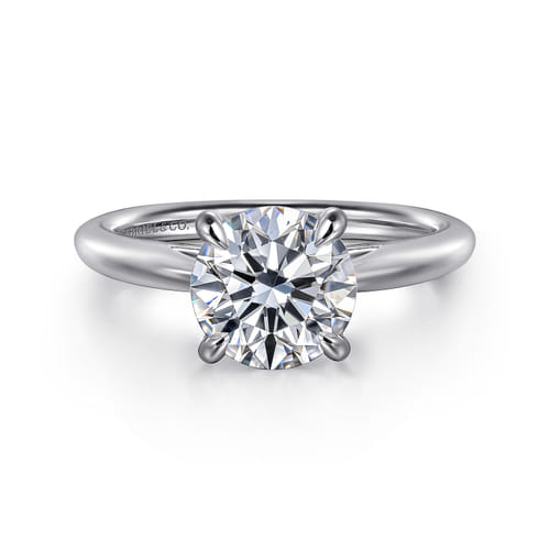14K White Gold Round Solitaire Diamond Engagement Ring