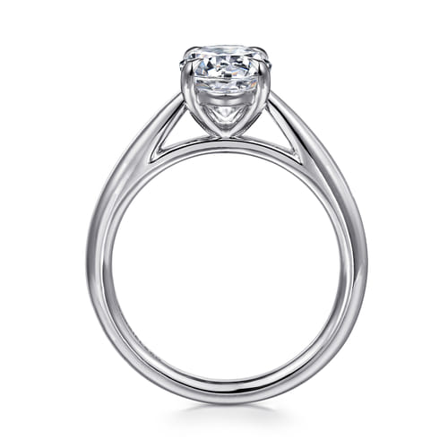 14K White Gold Round Solitaire Diamond Engagement Ring