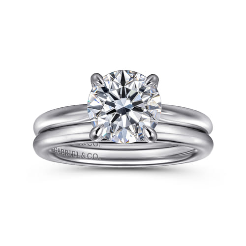 14K White Gold Round Solitaire Diamond Engagement Ring
