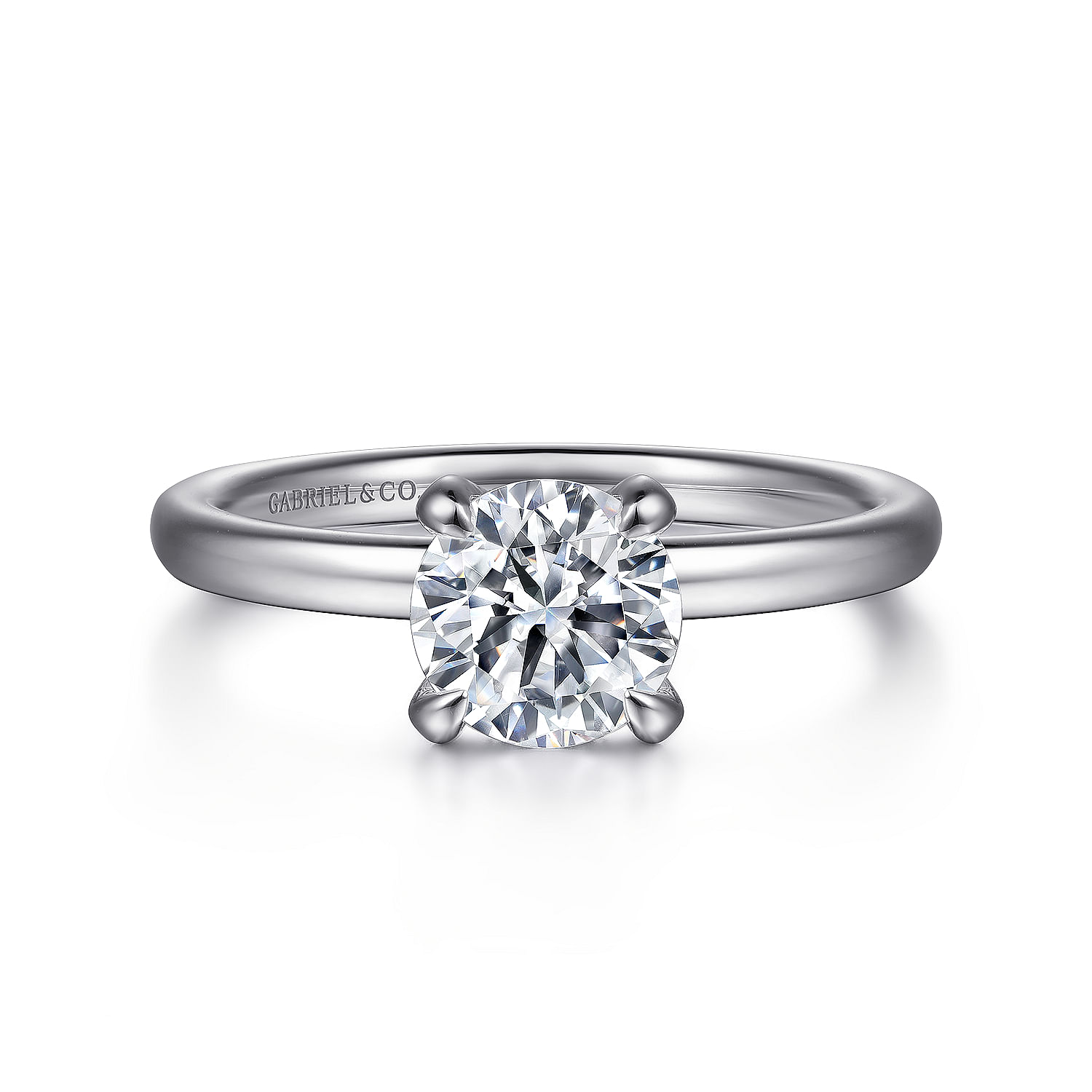 Gabriel - 14K White Gold Round Solitaire Diamond Engagement Ring