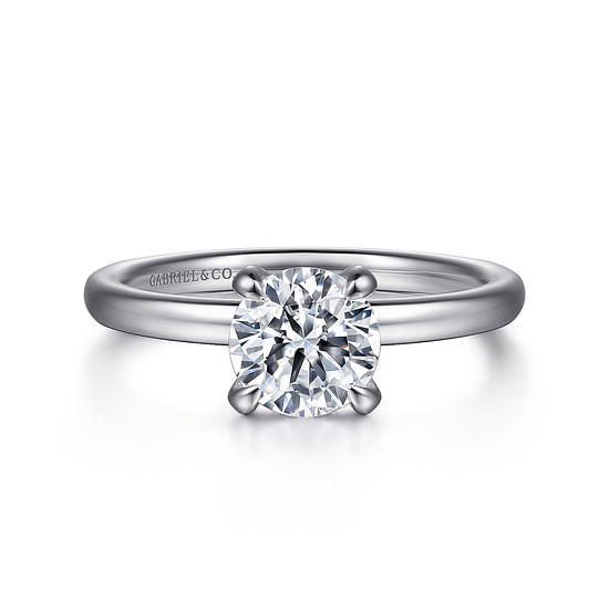 Gabriel - 14K White Gold Round Solitaire Diamond Engagement Ring