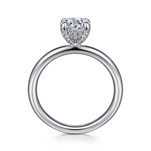 14K White Gold Round Solitaire Diamond Engagement Ring