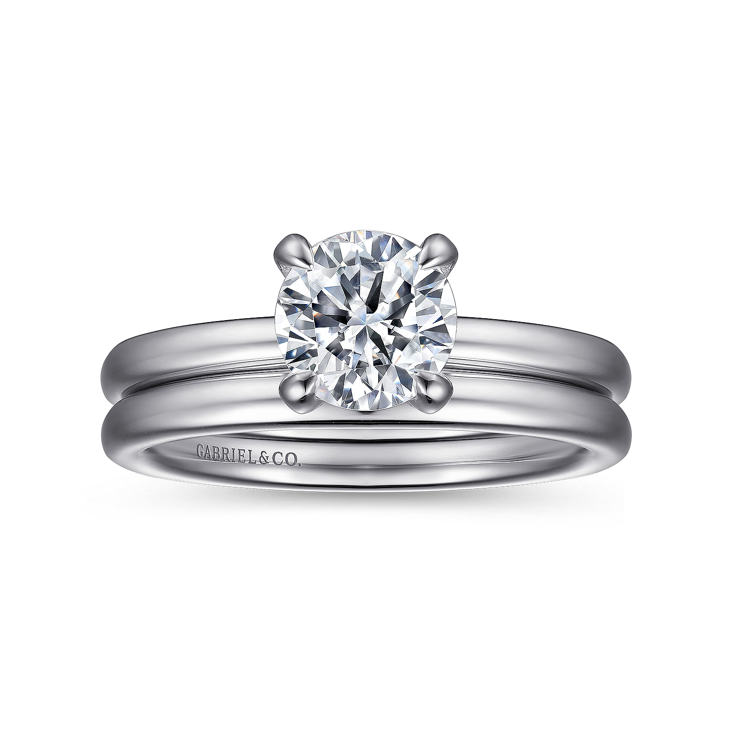 14K White Gold Round Solitaire Diamond Engagement Ring
