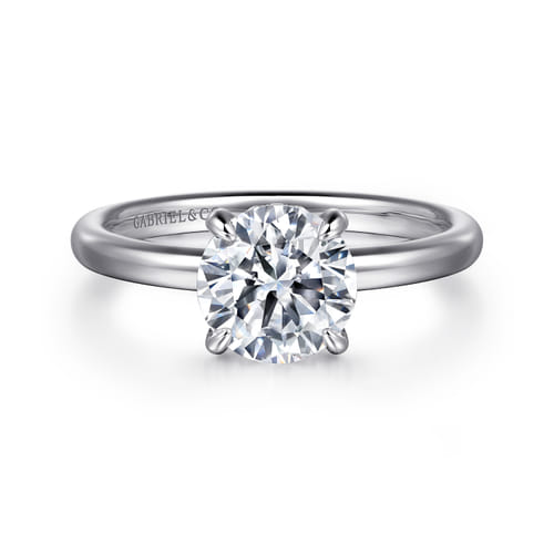 14K White Gold Round Solitaire Diamond Engagement Ring