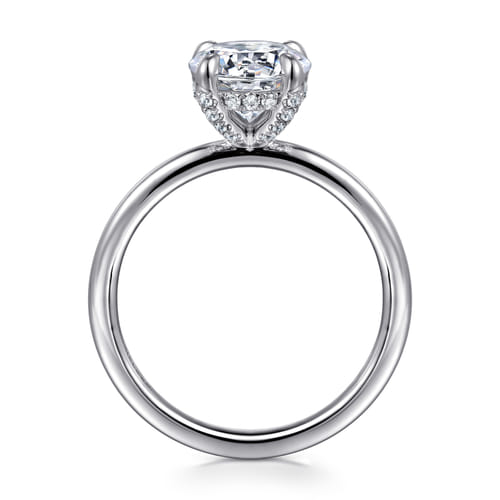 14K White Gold Round Solitaire Diamond Engagement Ring