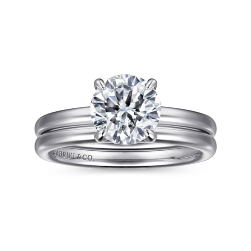 14K White Gold Round Solitaire Diamond Engagement Ring