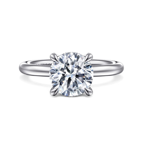 14K White Gold Round Solitaire Diamond Engagement Ring