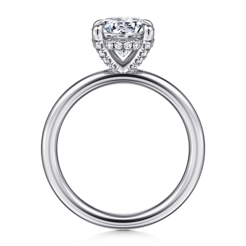 14K White Gold Round Solitaire Diamond Engagement Ring