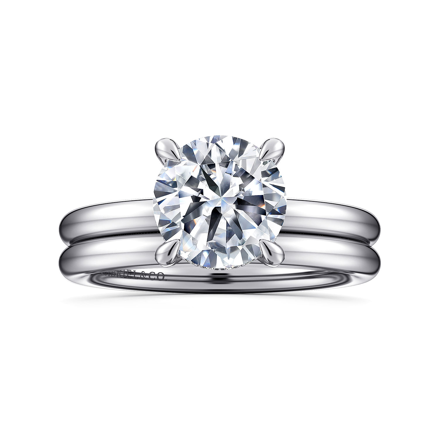 14K White Gold Round Solitaire Diamond Engagement Ring