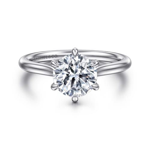 14K White Gold Round Solitaire Diamond Engagement Ring