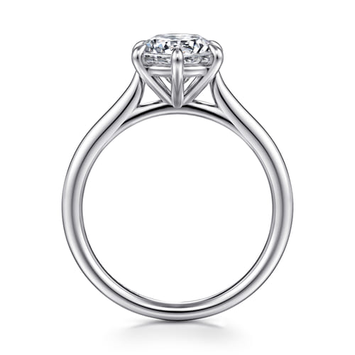 14K White Gold Round Solitaire Diamond Engagement Ring