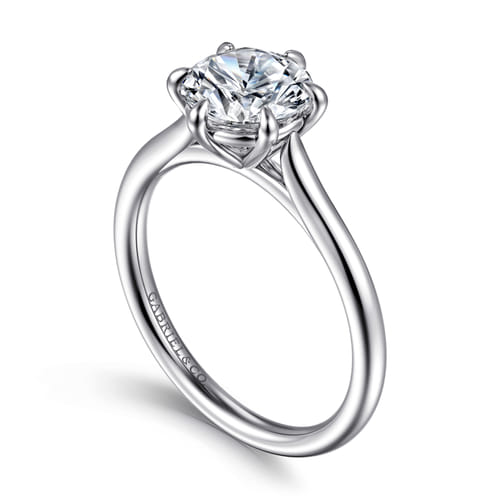 14K White Gold Round Solitaire Diamond Engagement Ring