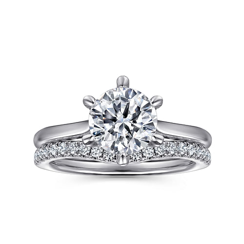 14K White Gold Round Solitaire Diamond Engagement Ring